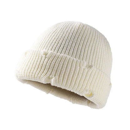 Distressed Knitted Fisherman Beanie Cap