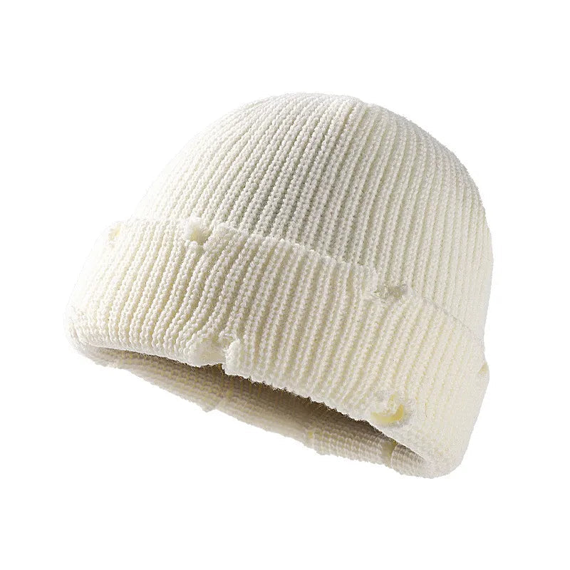 Distressed Knitted Fisherman Beanie Cap
