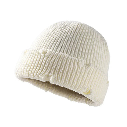 Distressed Knitted Fisherman Beanie Cap