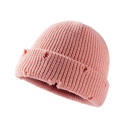 Distressed Knitted Fisherman Beanie Cap