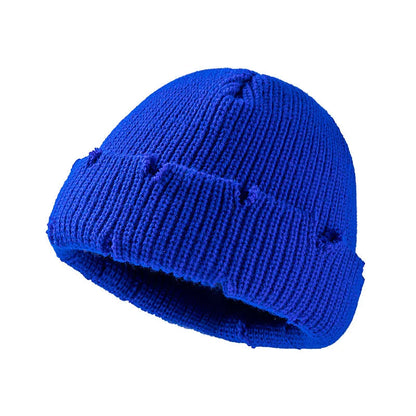 Distressed Knitted Fisherman Beanie Cap
