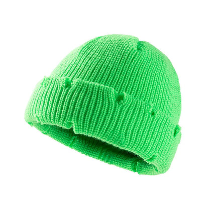 Distressed Knitted Fisherman Beanie Cap