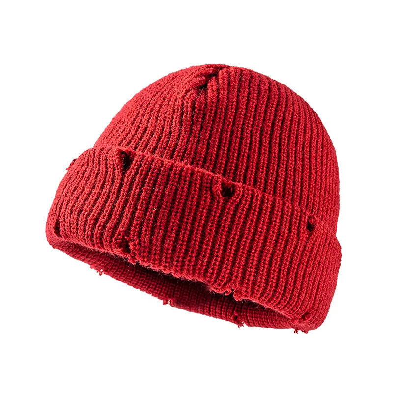 Distressed Knitted Fisherman Beanie Cap