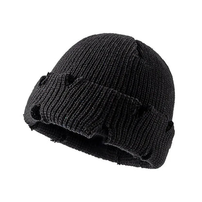 Distressed Knitted Fisherman Beanie Cap