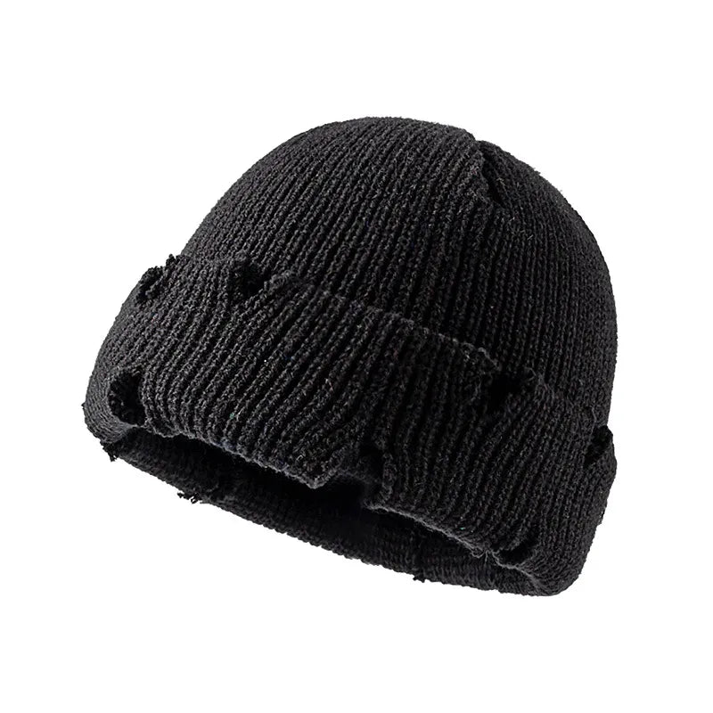 Distressed Knitted Fisherman Beanie Cap
