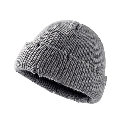 Distressed Knitted Fisherman Beanie Cap