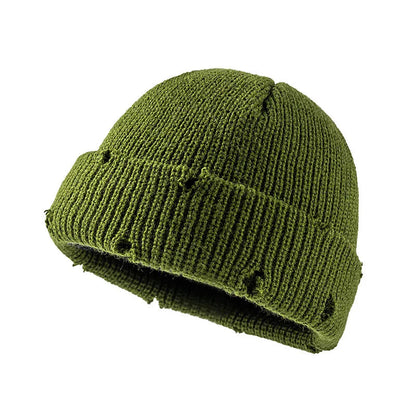 Distressed Knitted Fisherman Beanie Cap
