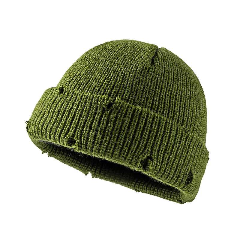 Distressed Knitted Fisherman Beanie Cap