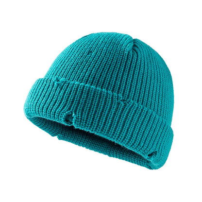 Distressed Knitted Fisherman Beanie Cap