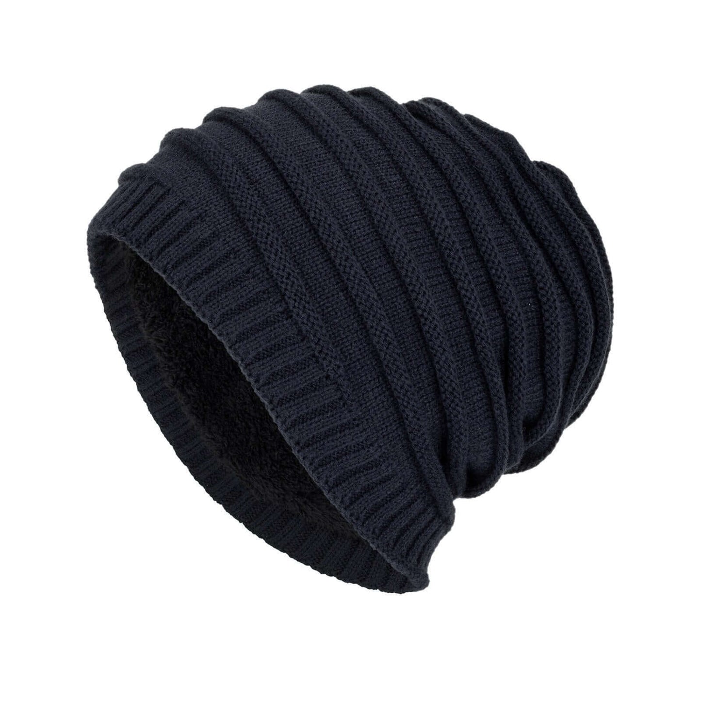 Twist Knit Slouch Beanie (Fleece Lined) Image